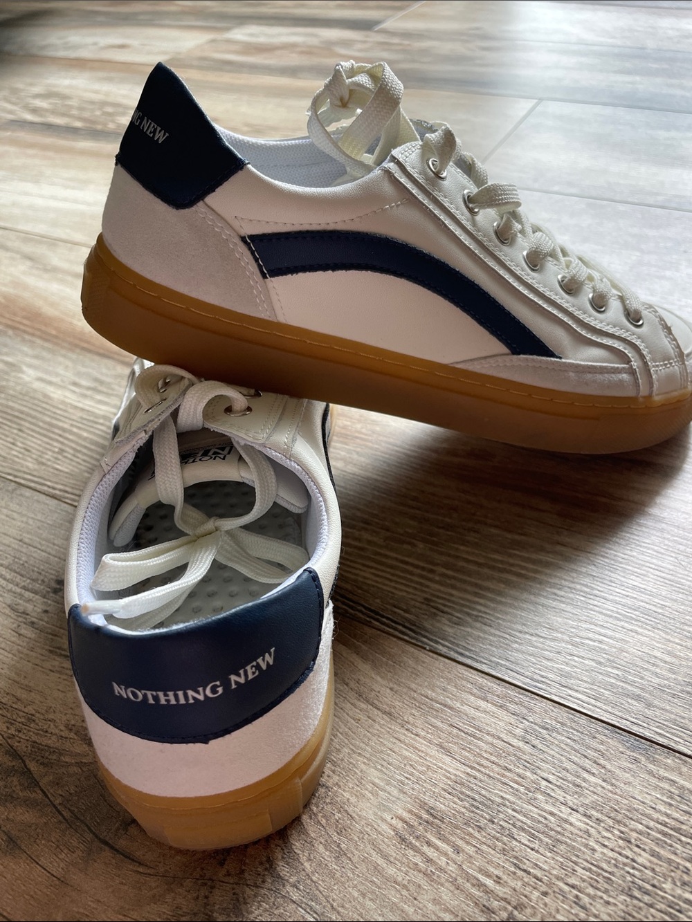 Nothing New Women's White & Navy Low-Top Sneakers